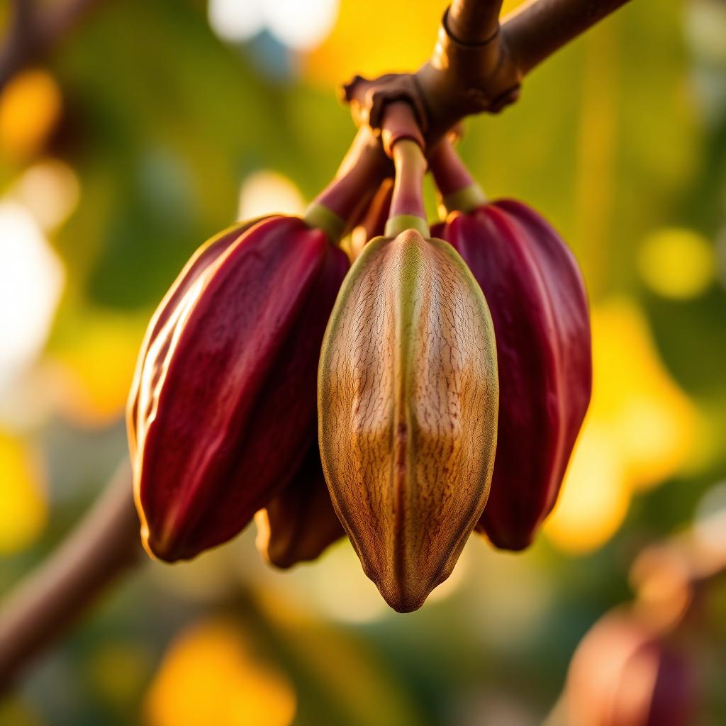 Cacao pods on the tree